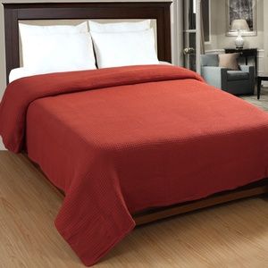 100% Cotton Waffle Weave Thermal Blankets -Orange